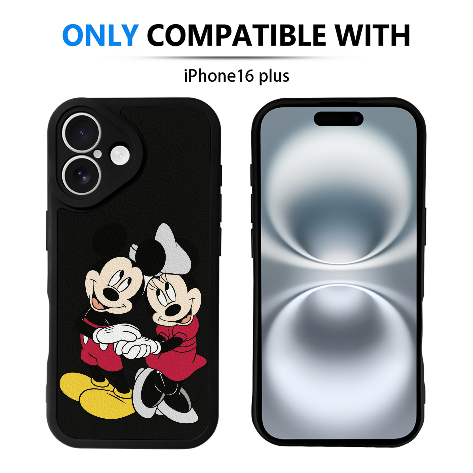 （画像用） ミッキーマウス Mickey Mouse 【iPhone 16シリーズ対応】シリコンスマホケース（レザー調） 材質：シリコン